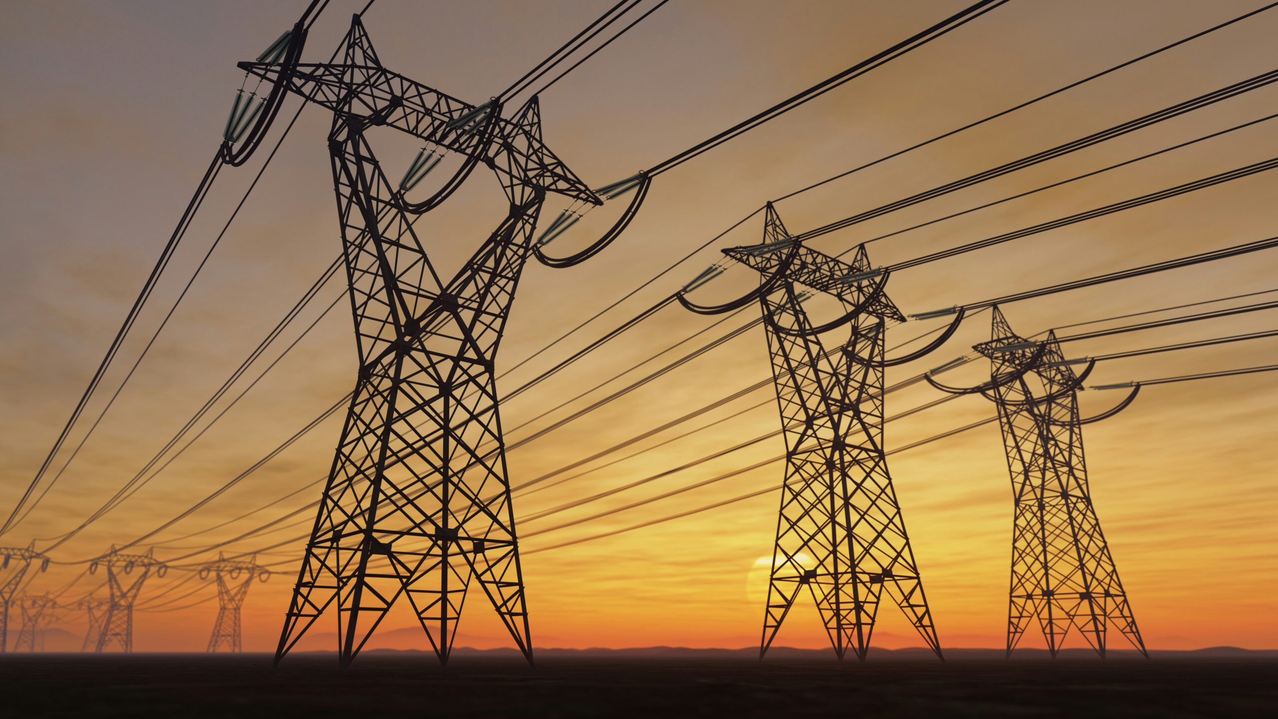 Torres de transmisión eléctrica de alta tensión en la red eléctrica